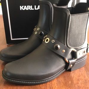 Karl Lagerfeld black rain boots